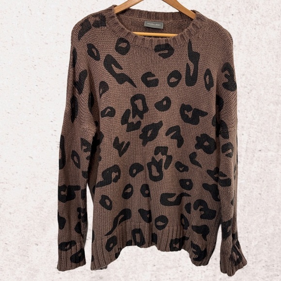 Wooden Ships Brown Leopard Print Sweater - Picture 1 of 4